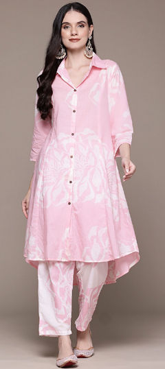 Pink and Majenta, White and Off White color Co-ords Set in Cotton fabric with Printed work