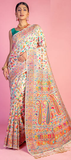 Festive, Traditional, Wedding White and Off White color Saree in Pashmina fabric with South Printed work : 1956300