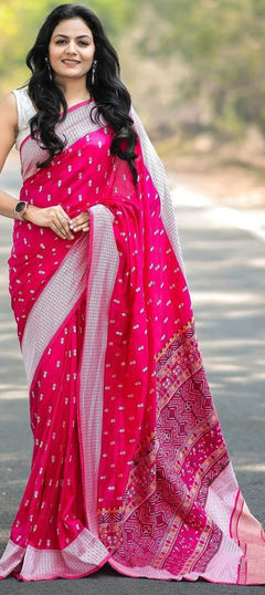 Pink and Majenta color Saree in Art Silk fabric with Weaving, Zari work