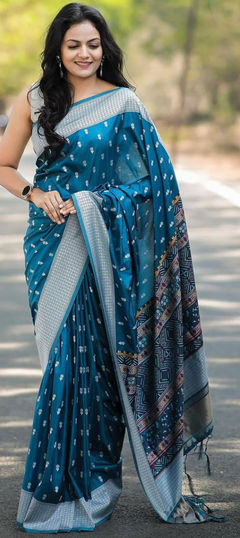 Blue color Saree in Art Silk fabric with Weaving, Zari work