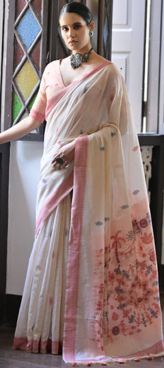 Summer, Traditional Red and Maroon color Saree in Cotton fabric with Bengali Weaving work : 1956515