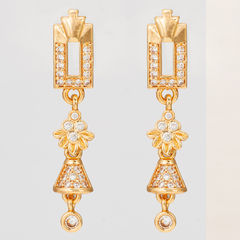Gold Rodium Polish White and Off White color Earrings in Metal Alloy studded with Austrian diamond