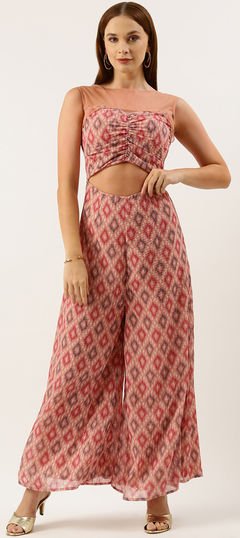 Multicolor color JumpSuit in Georgette fabric with Printed work