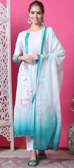 Festive, Party Wear Multicolor color Salwar Kameez in Cotton fabric with Straight Digital Print, Zari work : 1957686