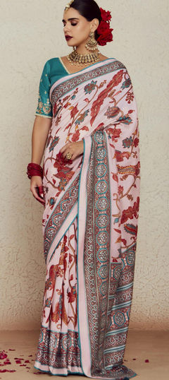 Pink and Majenta color Saree in Art Silk fabric with Bandhej, Weaving work