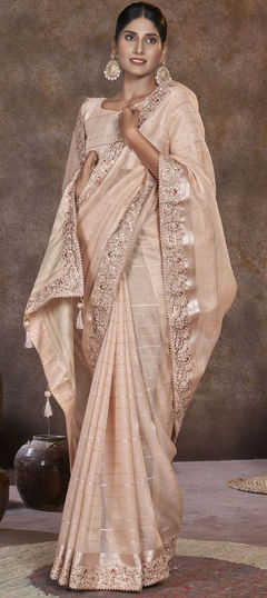 Pink and Majenta color Saree in Silk fabric with Border, Sequence, Weaving work