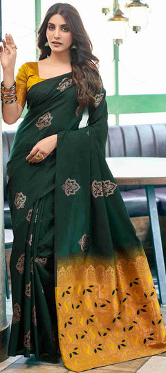 Green color Saree in Art Silk fabric with Weaving work