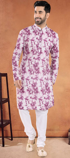 Purple and Violet color Kurta Pyjamas in Cotton fabric with Patch work