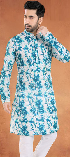 Blue color Kurta in Cotton fabric with Printed work