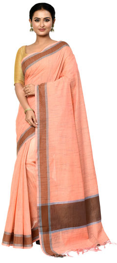 Pink and Majenta color Saree in Silk cotton fabric with Weaving work