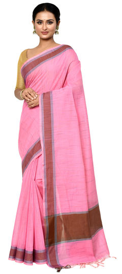 Pink and Majenta color Saree in Silk cotton fabric with Weaving work