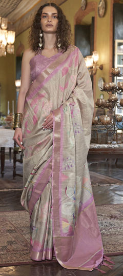 Multicolor color Saree in Banarasi Silk fabric with Printed work