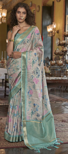 Multicolor color Saree in Banarasi Silk fabric with Printed work