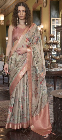 Multicolor color Saree in Banarasi Silk fabric with Printed work