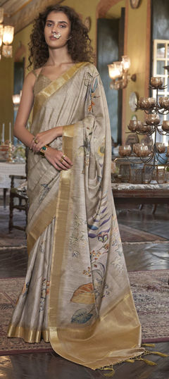 Multicolor color Saree in Banarasi Silk fabric with Printed work