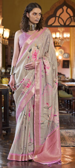 Multicolor color Saree in Banarasi Silk fabric with Printed work