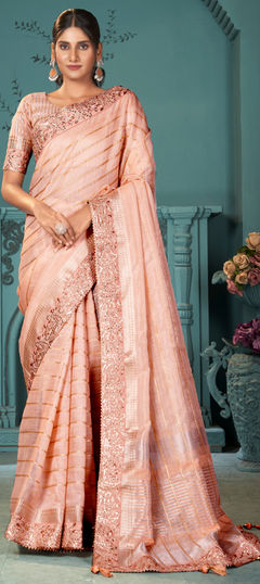 Pink and Majenta color Saree in Art Silk fabric with Border, Sequence work