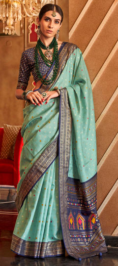 Green color Saree in Art Silk fabric with Weaving work