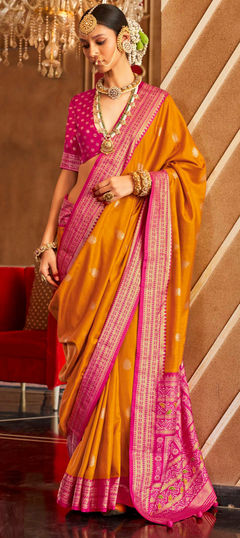 Yellow color Saree in Art Silk fabric with Weaving work