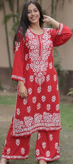 Festive, Party Wear Red and Maroon color Salwar Kameez in Rayon fabric with Printed work : 1959570