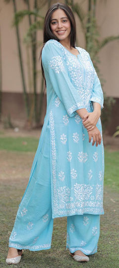 Festive, Party Wear Blue color Salwar Kameez in Rayon fabric with Printed work : 1959572