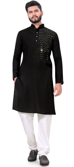 Party Wear Black and Grey color Kurta Pyjamas in Viscose fabric with Fancy Work work : 1959692