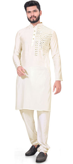 Party Wear Beige and Brown color Kurta Pyjamas in Viscose fabric with Fancy Work work : 1959693