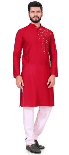 Party Wear Red and Maroon color Kurta Pyjamas in Viscose fabric with Fancy Work work : 1959695