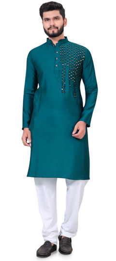 Party Wear Blue color Kurta Pyjamas in Viscose fabric with Fancy Work work : 1959696