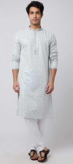 Party Wear Blue color Kurta Pyjamas in Rayon fabric with Embroidered, Mirror, Sequence work : 1959700