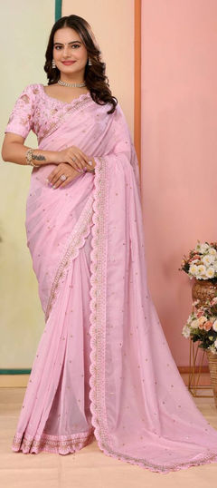 Festive, Traditional Pink and Majenta color Saree in Art Silk fabric with South Embroidered, Sequence, Thread work : 1959741