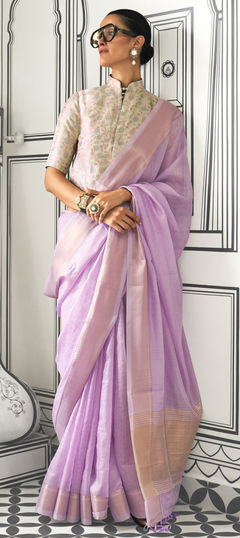 Festive, Party Wear Purple and Violet color Saree in Chiffon fabric with Classic Weaving, Zari work : 1959858