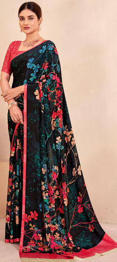 Multicolor color Saree in Crepe Silk fabric with Digital Print, Floral work