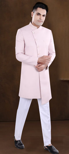 Pink and Majenta color IndoWestern Dress in Viscose fabric with Embroidered, Thread work