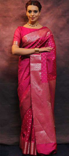 Pink and Majenta color Saree in Art Silk fabric with Weaving work