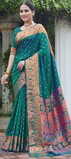 Blue color Saree in Art Silk fabric with Weaving work