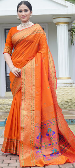 Green color Saree in Art Silk fabric with Weaving work
