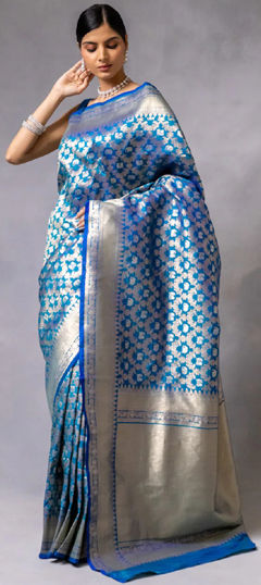 Blue color Saree in Art Silk fabric with Weaving, Zari work