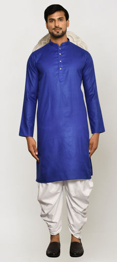 Purple and Violet color Dhoti Kurta in Cotton fabric with Embroidered, Thread work
