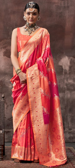 Multicolor color Saree in Silk fabric with Weaving, Zari work