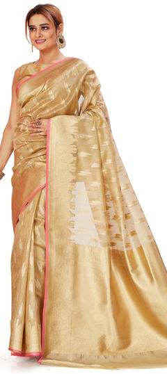 Bridal, Wedding White and Off White color Saree in Organza Silk fabric with Classic Weaving, Zari work : 1962692