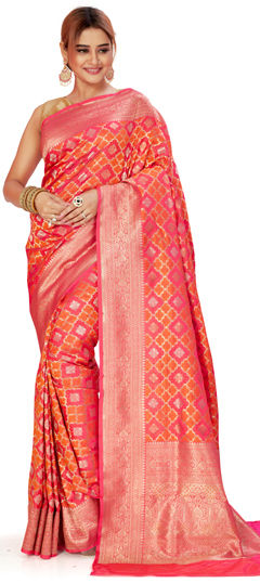 Bridal, Wedding Multicolor color Saree in Satin Silk fabric with South Weaving, Zari work : 1962694