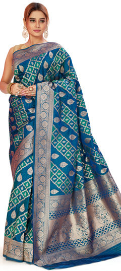 Bridal, Wedding Multicolor color Saree in Satin Silk fabric with South Weaving, Zari work : 1962696