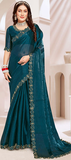 Blue color Saree in Art Silk fabric with Stone work