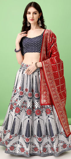 Multicolor color Lehenga in Jacquard fabric with Weaving work