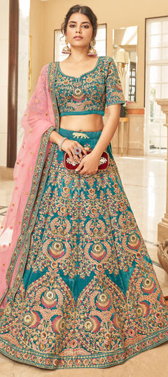 Bridal, Wedding Red and Maroon color Lehenga in Velvet fabric with Flared Embroidered, Sequence, Thread, Zari work : 1963409