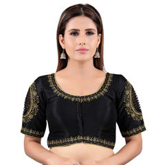 Black and Grey color Blouse in Art Silk fabric with Embroidered work