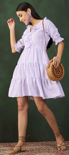 Casual, Summer Purple and Violet color Dress in Viscose fabric with Thread work : 1963756