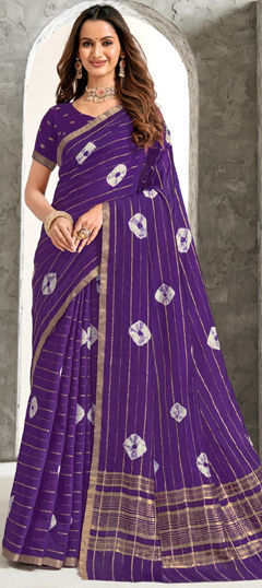 Festive, Reception, Traditional Purple and Violet color Saree in Art Silk fabric with South Printed, Tye n Dye work : 1963844