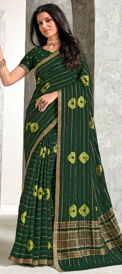 Festive, Reception, Traditional Green color Saree in Art Silk fabric with South Printed, Tye n Dye work : 1963845